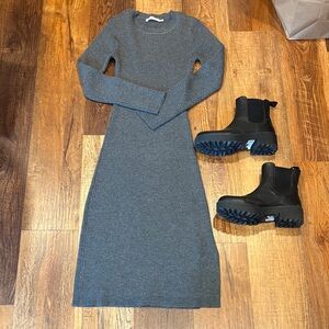 All in Favor Charcoal Long Sleeve Dress
